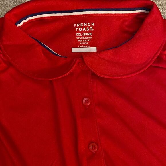 NWT French Toast Girls' Polo Shirt School Uniform Peter Pan Collar Red XXL‎ - Picture 1 of 5